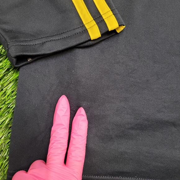 ADIDAS Trefoil 1/4 Zip Jacket Large 22x28 Navy Yellow Trim - Picture 7 of 16